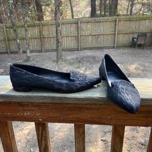 STUART WEITZMAN Black Pipelopez Sueded Leather Loafer Flats size 7.5